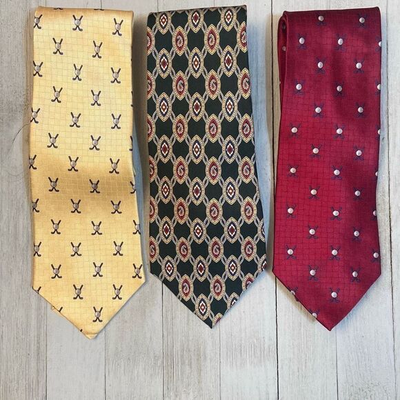 Tommy Hilfiger Lot of 3 Men’s Neckties Ties 100% Silk Made in the USA - Picture 1 of 16